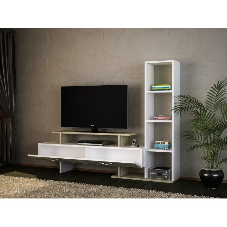 Mueble TV con estante Minel córdoba blanco