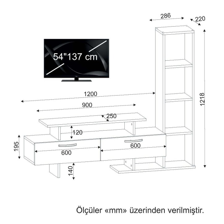 Mueble TV con estante Minel córdoba blanco