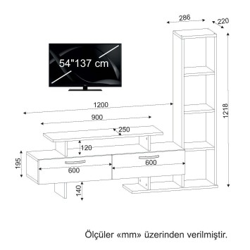 Mueble TV con estante Minel córdoba blanco - 731WAT3041