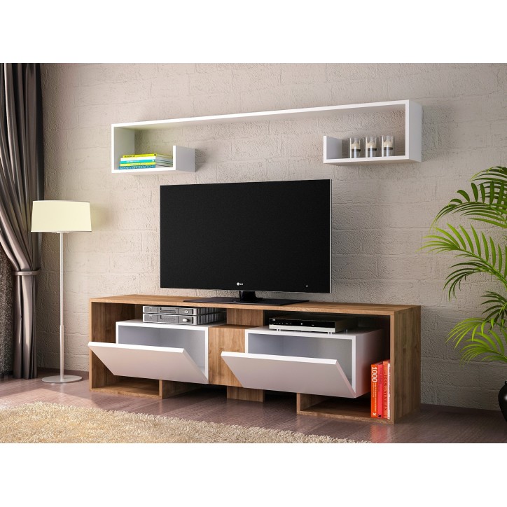 Mueble TV con estante Rose nogal blanco