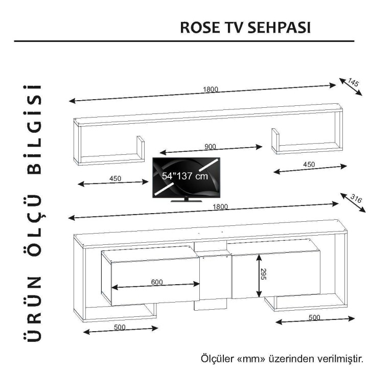 Mueble TV con estante Rose nogal blanco