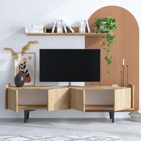 Mueble TV con estante Cursa roble zafiro