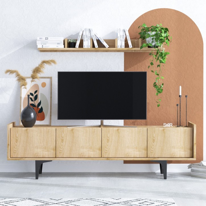 Mueble TV con estante Cursa roble zafiro