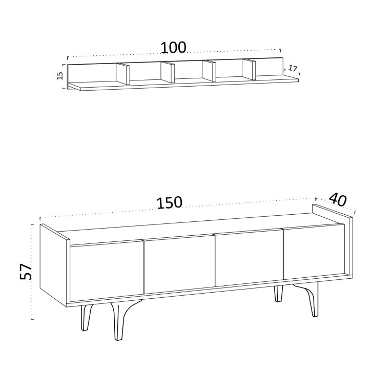 Mueble TV con estante Cursa roble zafiro