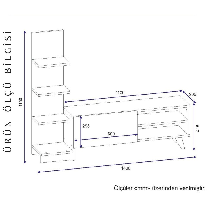 Mueble TV con estante Salvador blanco