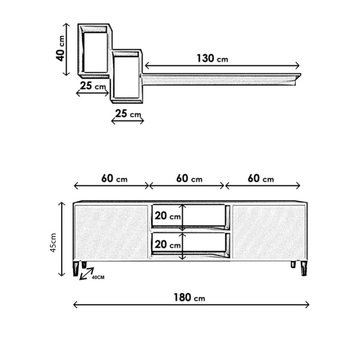 Mueble TV Özel Tasarım Beyaz L510 blanco