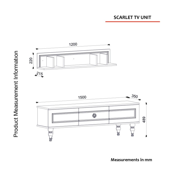 Mueble TV con estante Scarlett blanco