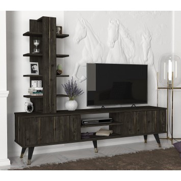 Mueble TV con estante Nero marron oscuro - 804TRH3065