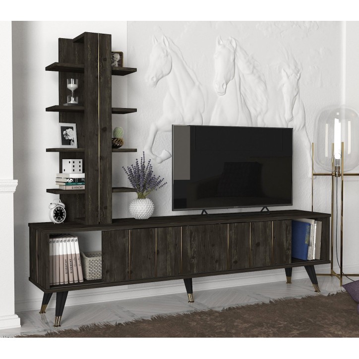 Mueble TV con estante Nero marron oscuro