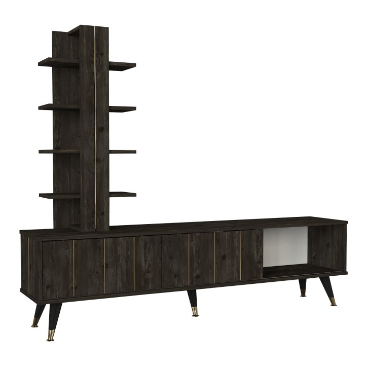 Mueble TV con estante Nero marron oscuro