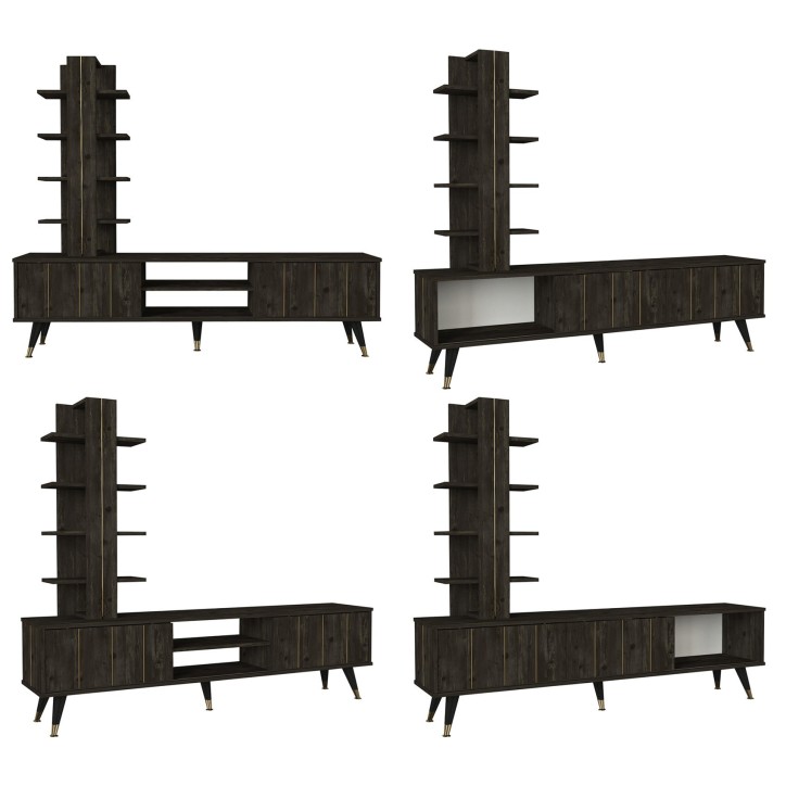 Mueble TV con estante Nero marron oscuro