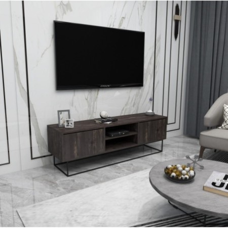 Mueble TV Escape 140 negro marrón oscuro