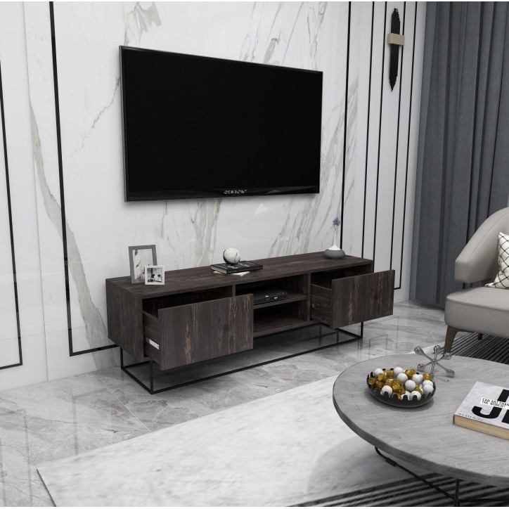 Mueble TV Escape 140 negro marrón oscuro