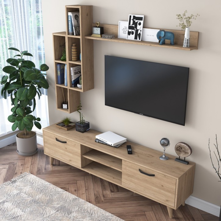 Mueble TV con estante M16-405-nogal