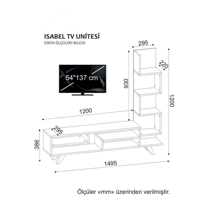 Mueble TV con estante İsabel córdoba blanco