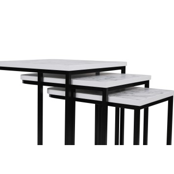 Set mesas de café (3 piezas) Ce Metal Zigon-9404 blanco negro - 974NMB1236