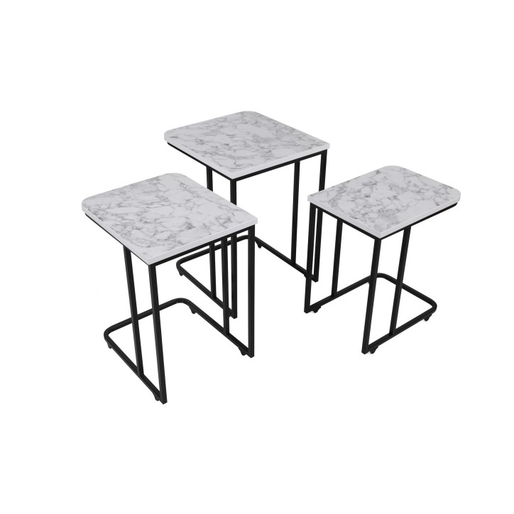 Set mesas de café (3 piezas) Ce Metal Zigon-9404 blanco negro