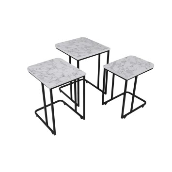 Set mesas de café (3 piezas) Ce Metal Zigon-9404 blanco negro - 974NMB1236