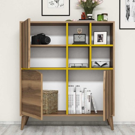 Mueble auxiliar Pulse amarillo nogal