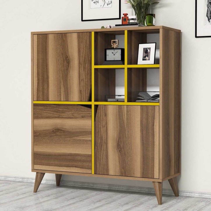 Mueble auxiliar Pulse amarillo nogal