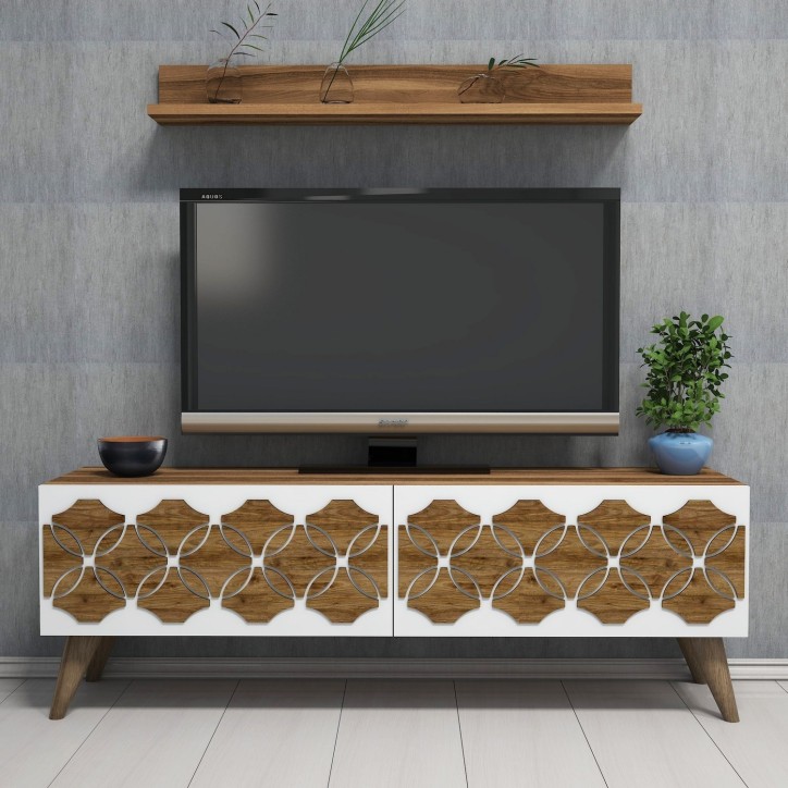 Mueble TV con estante Nisan nogal