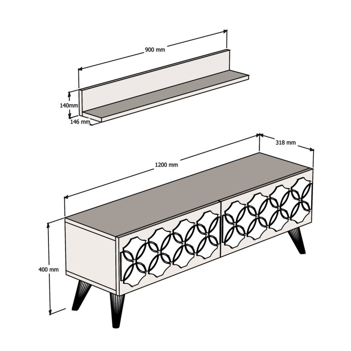 Mueble TV con estante Nisan nogal