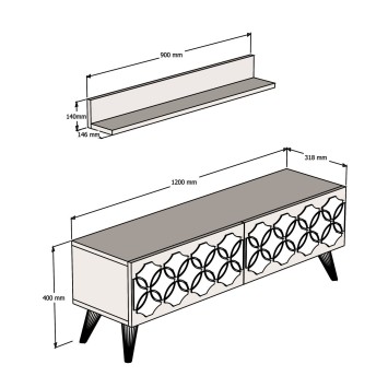 Mueble TV con estante Nisan nogal - 845HCT3043