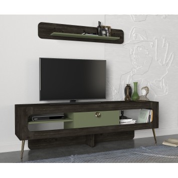 Mueble TV con estante Milandra verde negro - 804TRH3053