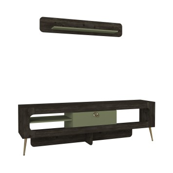 Mueble TV con estante Milandra verde negro - 804TRH3053