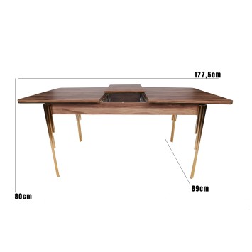 Mesa de comedor extensible Damla-1103 dorado nogal - 974NMB1545