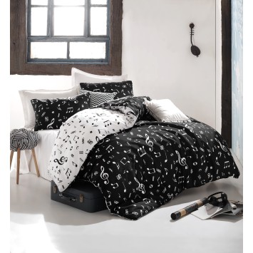 Juego ropa de cama Super King Melodiy blanco negro