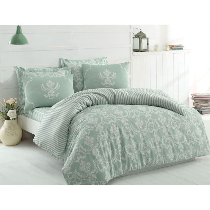 Juego ropa de cama Super King Pure  blanco verde marítimo