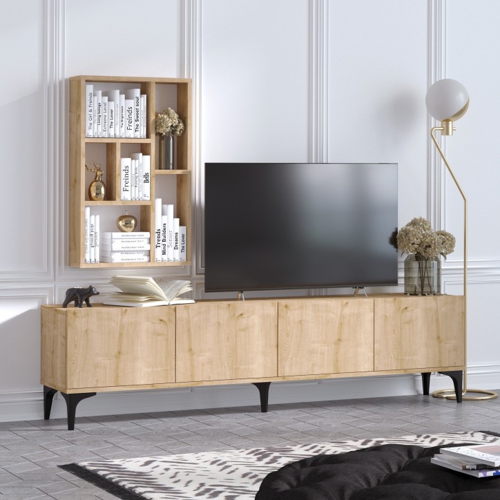 Mueble TV con estante Turid roble zafiro