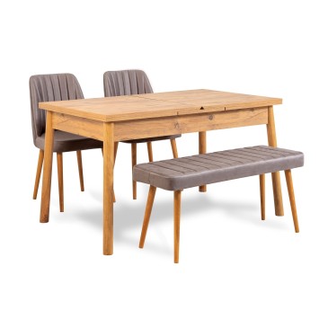 Set mesa comedor extensible y sillas (4 piezas) Santiago pino atlántico gris - 869VEL5210