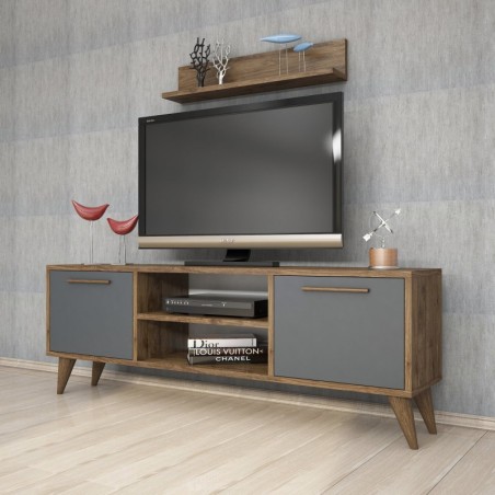 Mueble TV con estante Senfoni 1118 antracita nogal