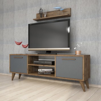 Mueble TV con estante Senfoni 1118 antracita nogal - 389MZA1117