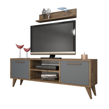 Mueble TV con estante Senfoni 1118 antracita nogal - 389MZA1117