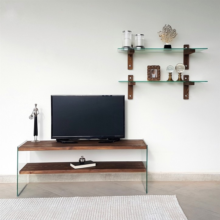 Mueble TV con estante TV105 nogal