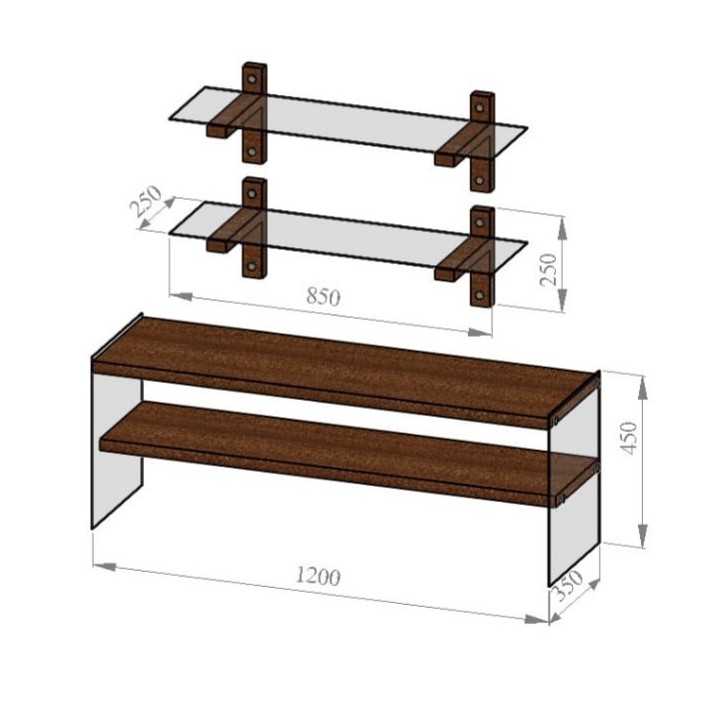 Mueble TV con estante TV105 nogal