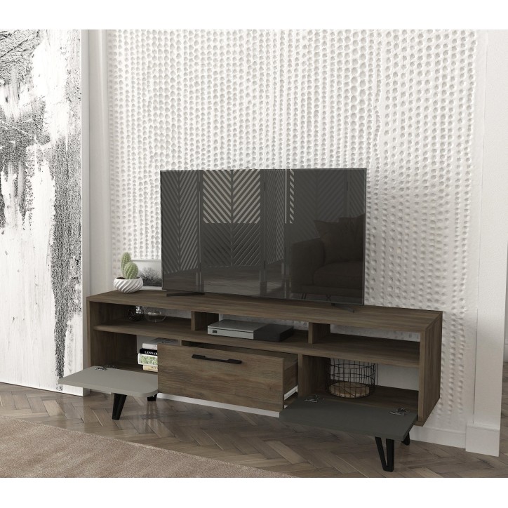 Mueble TV Borges nogal antracita gris