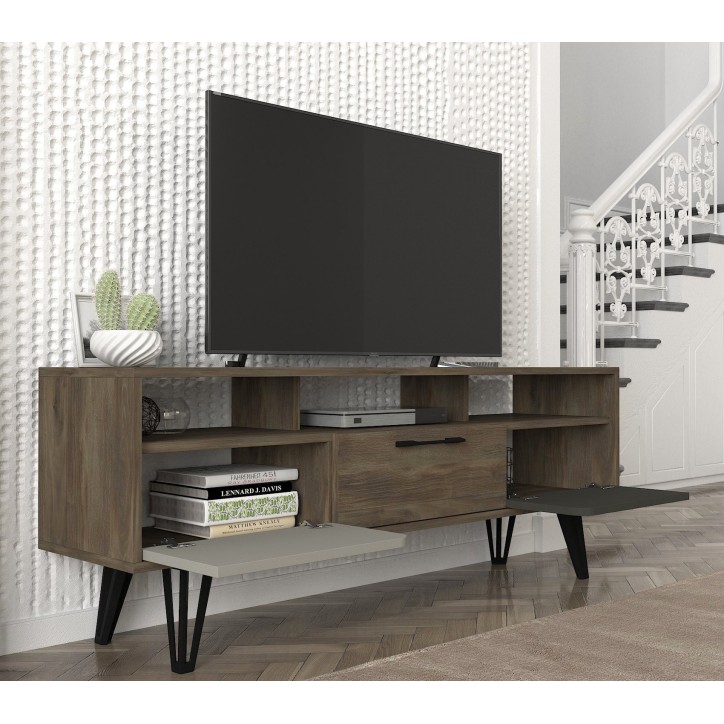 Mueble TV Borges nogal antracita gris