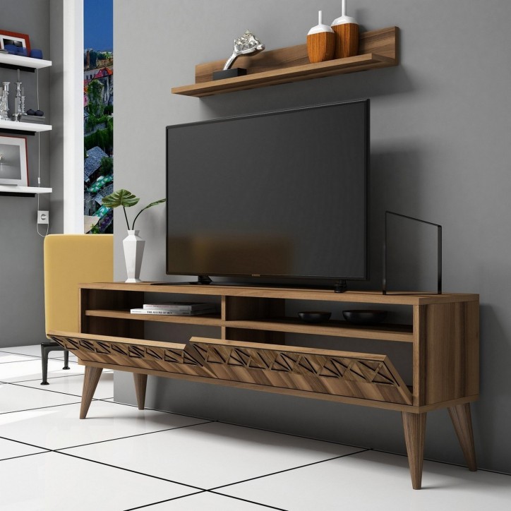 Mueble TV con estante Line nogal