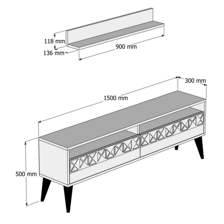 Mueble TV con estante Line nogal