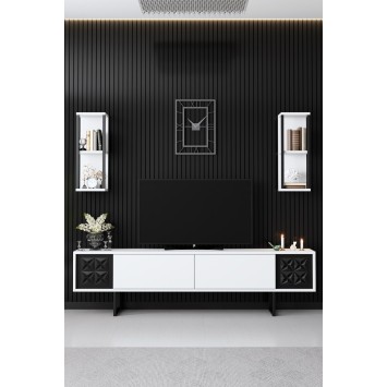 Mueble TV con estante Line blanco negro - 618BLY1140