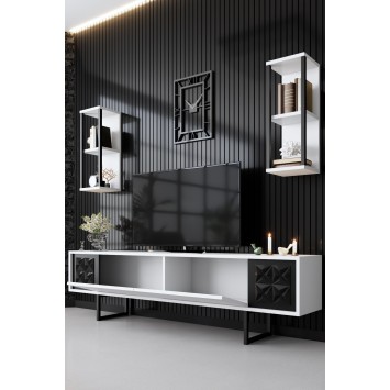 Mueble TV con estante Line blanco negro - 618BLY1140