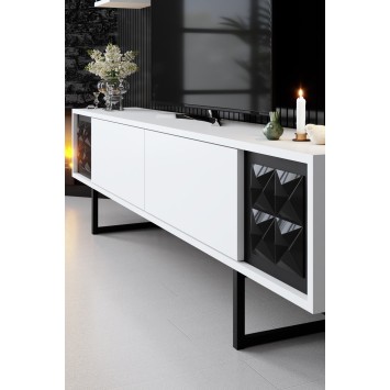 Mueble TV con estante Line blanco negro - 618BLY1140