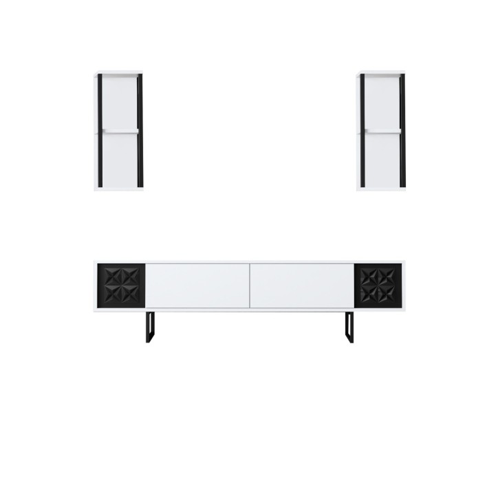 Mueble TV con estante Line blanco negro