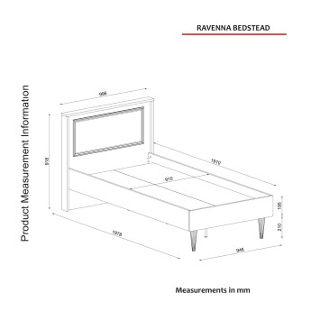 Cama individual Ravenna dorado blanco - 804TRH4004