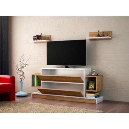 Mueble TV con estante Magic nogal blanco