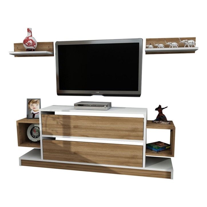 Mueble TV con estante Magic nogal blanco